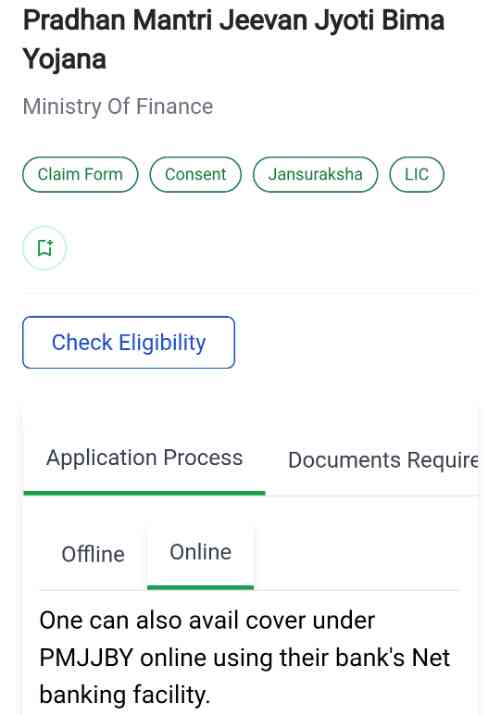 PM Jeevan Jyoti Bima Yojana Apply online